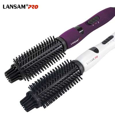 LANSAM  2 In 1 Multifunctional Negative Ion Straightener Curler Curling Brush One Step Hair Dryer Comb