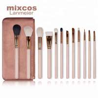 professional real private label quality high end wool profession goat natural hair animal makeup brush rose gold