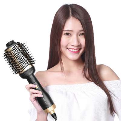 Hot selling Negative Ion Professional 3 in 1 Hot Air Styler Brush Gold Custom Logo Hair With Teeth Hair Straightener Comb